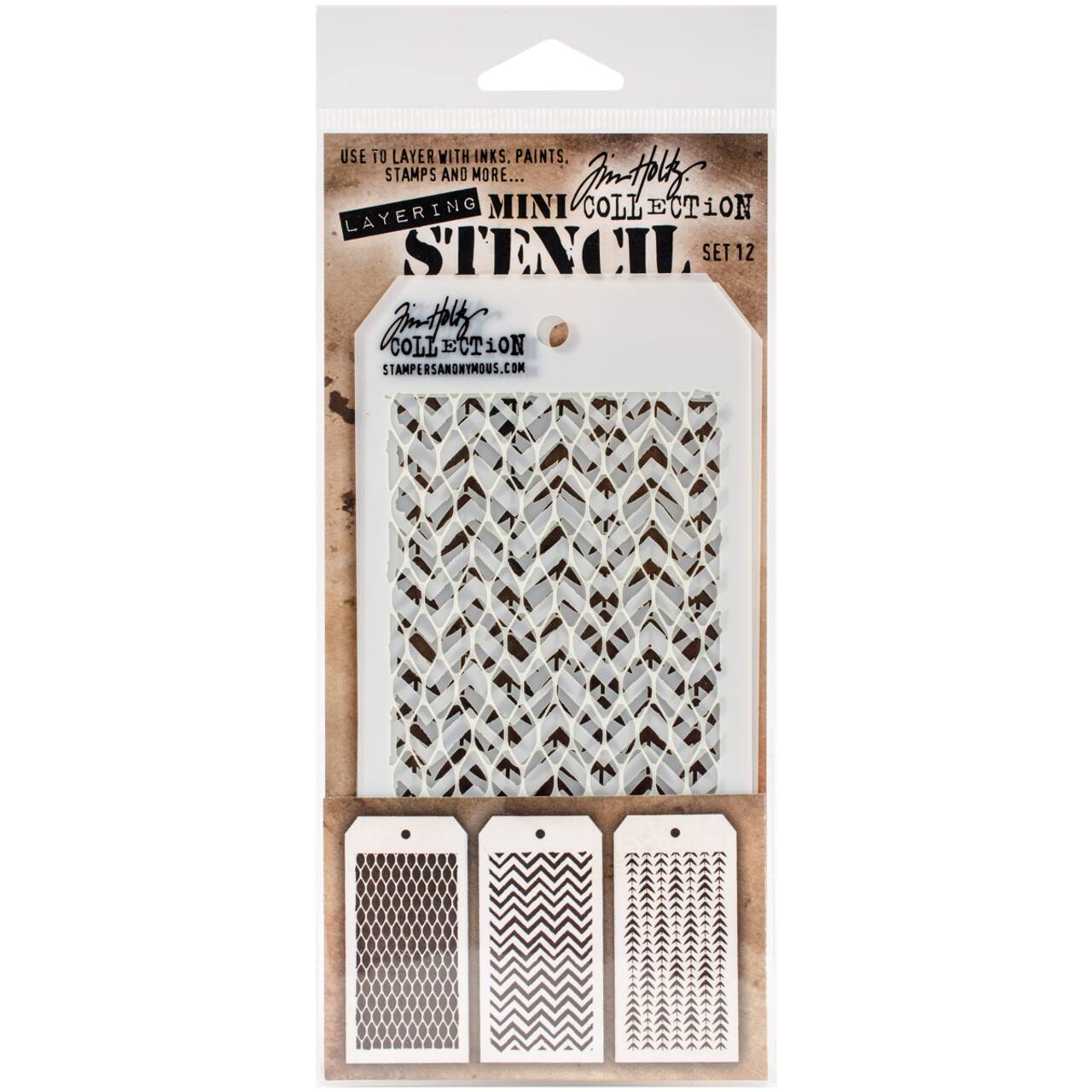 Stampers Anonymous Tim Holtz&#xAE; Mini #12 Layering Stencil Set